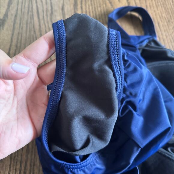 Lands End Womens Solid Navy Blue One Piece Swim Suit Size 14 Slimming - Picture 5 of 8